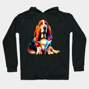 Colorful Splash Basset Hound in Artistic Style Hoodie